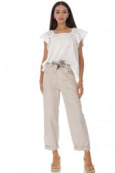 ROH Pantaloni casual din bumbac tip barrel cu curea contrastanta Bej Roh TR578