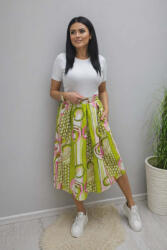 Norafashion Gyönyörű gumis derekú mintás szoknya (lime-bézs) (891056)