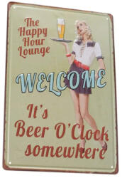 SilverHome Vintage Dekor Fémtábla, dombornyomott 'WELCOME' felirat, retro hangulatú kialakítás, 20x30cm