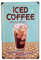 SilverHome Vintage Dekor Fémtábla, 'ICED COFfEE' felirat, retro hangulatú kialakítás, 20x30cm