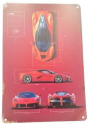 SilverHome Vintage Dekor Fémtábla, LaFerrari Sportautós minta, retro hangulatú kialakítás 20x30cm
