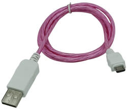 Ezone Prémium Adat- és Töltőkábel, MicroUSB/USB csatlakozó, villogó fény, 2A gyorstöltés, 1 méter, pink
