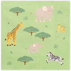 PartyDeco Șervețele de hârtie - Safari 33 x 33 cm 12 buc