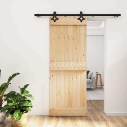 vidaXL Преплъзваща се врата 80 x 210 cm Естествено и черно (3445062)
