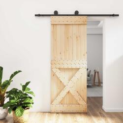 vidaXL Преплъзваща се врата 80 x 210 cm Естествено и черно (3444980)