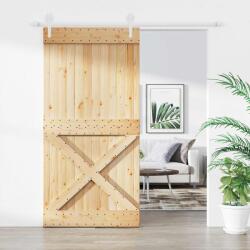 vidaXL Преплъзваща се врата 100 x 210 cm Естествено и бяло (3445193)