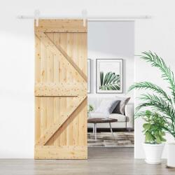 vidaXL Преплъзваща се врата 80 x 210 cm Масивна борова дървесина (3445135)