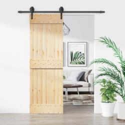 vidaXL Преплъзваща се врата 70 x 210 cm Естествено и черно (3445121)