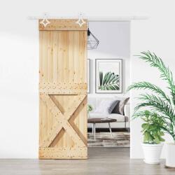 vidaXL Преплъзваща се врата 80 x 210 cm Естествено и бяло (3445092)