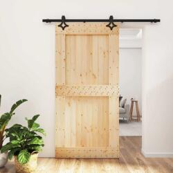 vidaXL Преплъзваща се врата 100 x 210 cm Естествено и черно (3445072)