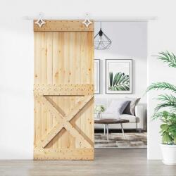 vidaXL Преплъзваща се врата 90 x 210 cm Естествено и бяло (3445116)