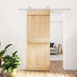 vidaXL Преплъзваща се врата 80 x 210 cm Естествено и бяло (3445009)