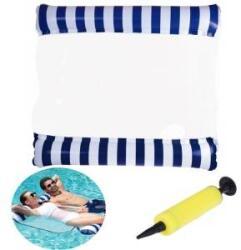 Jokomisiada Water hammock - inflatable mattress with a swimming net STRIPED + pump SP0766