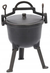Brius Ceaun vanatoresc din fonta, cu capac si picioare pentru gatit in aer liber, 5L, 25x42 cm, negru (BBQ-3703) Ceaun
