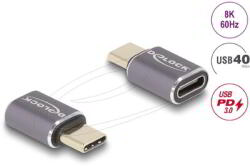 Delock - USB Adapter 40 Gbps USB Type-C PD 3.0 100 W csatlakozódugóval - csatlakozóhüvellyel, portkímélővel 8K 60 Hz fém - 60046 (60046)