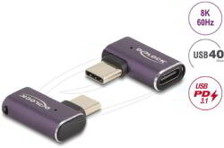 Delock - USB Adapter 40 Gbps USB Type-C PD 3.1 240 W csatlakozódugóval - csatlakozóhüvellyel, ívelt bal / jobb 8K 60 Hz fém - 60287 (60287)