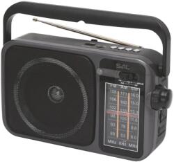 Somogyi Elektronic SAL RPR10 hordozható rádió multimédia lejátszóval, vezeték nélküli Bluetooth hangszóró, 3-sávos rádió, MP3 lejátszás USB/microSD eszközről, tölthető