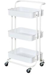 Verk 27490 Háromszintes tárolókocsi kerekeken 88 × 41, 5 × 37 cm, fehér szín