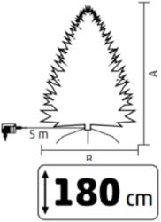 Somogyi Elektronic KMF8LED180 havas műfenyő LED-ekkel, 250db melegfehér LED, 180cm magas, 116cm átmérő, 3D és 2D tűlevelek, hálózati tápellátás, beltéri kivitel (KMF8LED180)