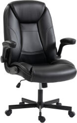 HomCom Scaun birou ergonomic fotoliu brațe rabatabile înălțime reglabilă funcție balans negru | Aosom Romania (921-964V00BK)