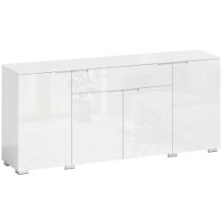HOMCOM Sideboard lucios, bufet modern cu 4 uși și rafturi reglabile, dulap de bucătărie cu Soft-Close, alb | Aosom Romania (83B-737V90WT) Comoda