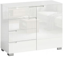 HOMCOM Bufet lucios, bufet modern cu 4 sertare, dulap de bucătărie cu închidere lentă, alb | Aosom Romania (83B-736V90WT) Comoda