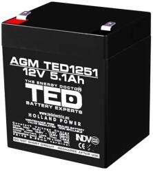 Ted electric Оловна батерия TED ELECTRIC AGM, 12V, 5Ah, 90/ 70/ 10 1mm, Терминал 2 (TED-12V-5AH) - xtreme