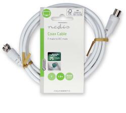Nedis F dugó - koax dugó kábel, 75 Ohm, dupla árnyékolás, 1.5m (CSGL41800WT15)