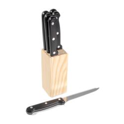I.R.I.S. KT-602 7 részes steak-kés készlet tartóval (6 db kés + fa tároló blokk) (KT-602) - pcx