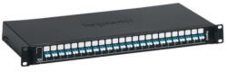 Legrand 032165 19" 1U 24port 24xLC duplex monomódusú toldóval fekete LCS3 optikai patch panel