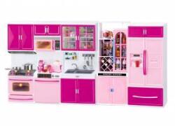 LEAN Toys Kitchen Furniture Set for Dolls Fridge Stove Accessories Pink