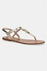 Tommy Hilfiger sandale cu toc plat pentru femei, din piele LEATHER THONG SANDAL GOLD PPY2-OBD034_GLD