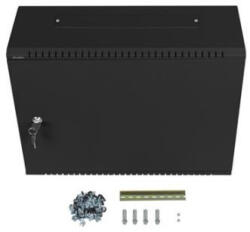 Lanberg rack szekrény 19" fali 4U+3U/540x200 alacsony profil, fekete (összeszerelve) (WAF1-5203-04-00B)