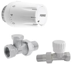 FERRO egyenes radiátorszelep szett termosztátfejjel 1/2"x1/2 (FE-ZTM07)