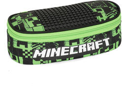 Panini Овален ученически несесер Panini - Minecraft, Pixels, Green (70388)