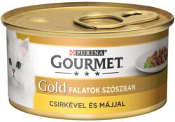 Gourmet GOLD Csirkével és májjal szószban nedves macskaeledel - 4x85 g