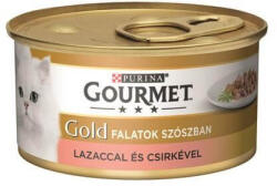 Gourmet GOLD Lazaccal és csirkével szószban nedves macskaeledel - 4x85 g