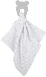 Nattou Grey BPA Mentes Szilikon Rágóka Pamut Takaróval 28x28cm - Puha Textil és Fogzást Segítő Babarágóka