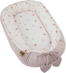 EKO Beige Meadow Pamut Velvet Babafészek 90x60cm - Puha, Kétoldalú Komfort Nyugodt Pihenéshez