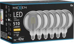 Mexen Vintis 6x Bec LED filament E27, G125, 6W, Caldă - 2700K, 510 lm, fumuriu - L158-E27-0627-70x06 (L158-E27-0627-70x06)