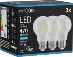 Mexen Vintis 3x Bec LED cu filament E27, A60, 4W, Rece - 6500K, 470 lm, clar - L150-E27-0465-00x03 (L150-E27-0465-00x03)