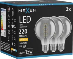Mexen Vintis 3x Bec LED cu filament spiralat E27, G80, 4W, Cald - 2700K, 220 lm, fumuriu - L165-E27-0427-70x03 (L165-E27-0427-70x03)