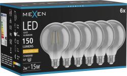 Mexen Vintis 6x Bec LED filament E27, G95, 2W, Cald - 2200K, 150 lm, fumuriu - L157-E27-0222-70x06 (L157-E27-0222-70x06)