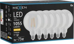 Mexen Vintis 6x Bec LED filament E27, G125, 8W, Cald - 2700K, 1055 lm, clar - L158-E27-0827-00x06 (L158-E27-0827-00x06)