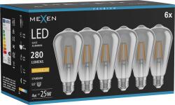 Mexen Vintis 6x Bec LED cu filament E27, ST64, 4W, Caldă - 2200K, 300 lm, fumuriu - L152-E27-0422-70x06 (L152-E27-0422-70x06)