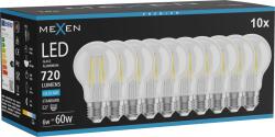 Mexen Vintis 10x Bec LED filament E27, A60, 6W, Rece - 6500K, 720 lm, clar - L150-E27-0665-00x10 (L150-E27-0665-00x10)