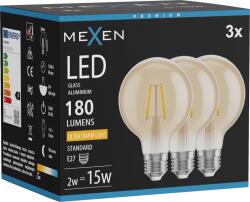 Mexen Vintis 3x Bec LED cu filament E27, G80, 2W, Caldă - 2200K, 180 lm, chihlimbar - L155-E27-0222-50x03 (L155-E27-0222-50x03)