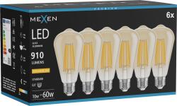 Mexen Vintis 6x Bec LED cu filament E27, ST64, 10W, Caldă - 2200K, 910 lm, chihlimbar - L152-E27-1022-50x06 (L152-E27-1022-50x06)