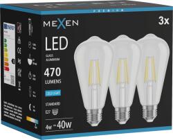 Mexen Vintis 3x Bec filament LED E27, ST64, 4W, Rece - 6500K, 470 lm, clar - L152-E27-0465-00x03 (L152-E27-0465-00x03)