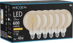 Mexen Vintis 6x Bec LED filament E27, G125, 6W, Cald - 2200K, 600 lm, chihlimbar - L158-E27-0622-50x06 (L158-E27-0622-50x06)